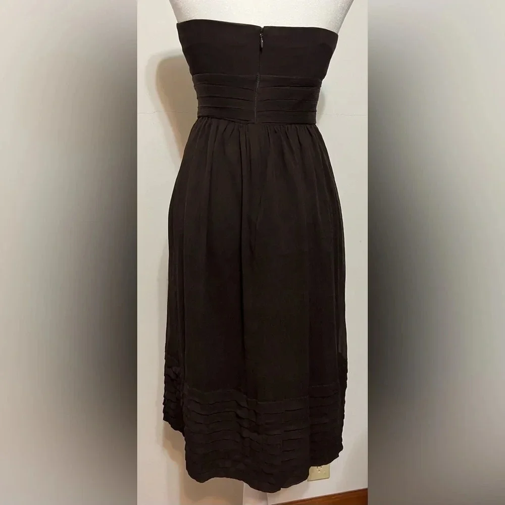 J. Crew Strapless Silk Chiffon Dress. Size 0.  Chocolate brown